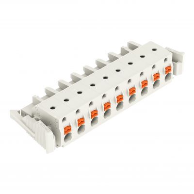 1-przewodowe gniazdo przycisk Push-in CAGE CLAMP pełna ochrona przed błędnym wetknięciem jasnoszary /25szt./ WAGO (2721-209/037-000)
