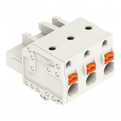 1-przewodowe gniazdo przycisk Push-in CAGE CLAMP pełna ochrona przed błędnym wetknięciem jasnoszary /100szt./ WAGO (2721-203/008-000)