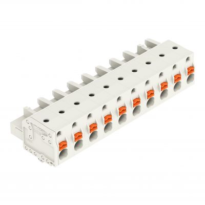 1-przewodowe gniazdo przycisk Push-in CAGE CLAMP pełna ochrona przed błędnym wetknięciem jasnoszary /25szt./ WAGO (2721-210/008-000)