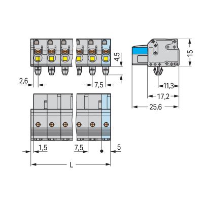 1-przewodowe gniazdo przycisk Push-in CAGE CLAMP pełna ochrona przed błędnym wetknięciem jasnoszary /25szt./ WAGO (2721-210/008-000)