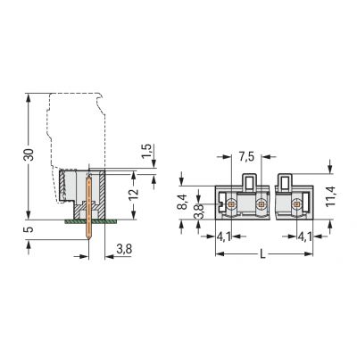 Wtyk THT Pin lutowniczy 1,0x1,0mm konstrukcja prosta jasnoszary /50szt./ WAGO (721-241/001-000)