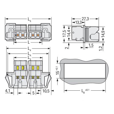 Wtyk 1-przewodowy CAGE CLAMP pełna ochrona przed błędnym wetknięciem jasnoszary /25szt./ WAGO (721-608/114-000)
