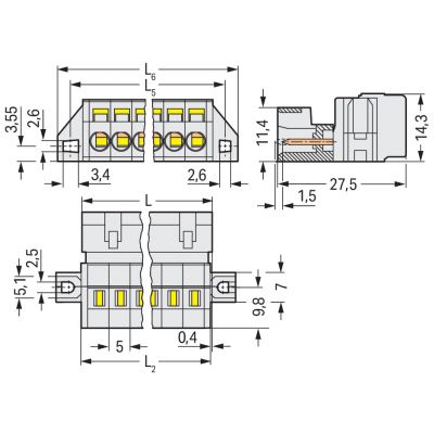 Wtyk MCS-MIDI Classic 9-biegunowy jasnoszary raster 5mm 721-609/019-000 /25szt./ WAGO (721-609/019-000)
