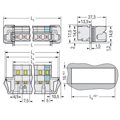 Wtyk 1-przewodowy CAGE CLAMP pełna ochrona przed błędnym wetknięciem jasnoszary /50szt./ WAGO (723-603/114-042)