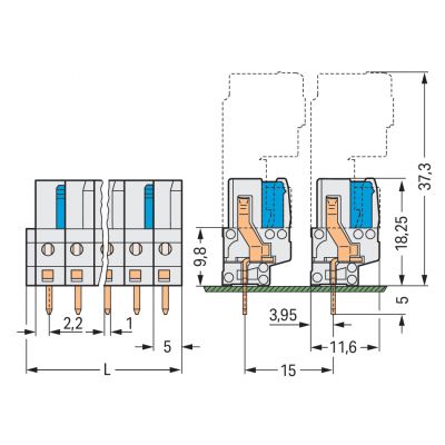 Gniazdo MCS-MIDI Classic 7-biegunowe jasnoszare raster 5mm 722-137 /50szt./ WAGO (722-137)