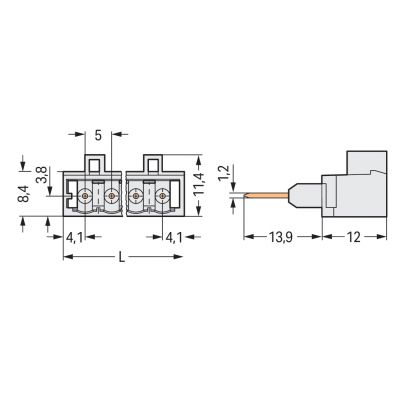 Wtyk MCS-MIDI Classic 12-biegunowy jasnoszary raster 5mm 721-172/003-000 /100szt./ WAGO (721-172/003-000)