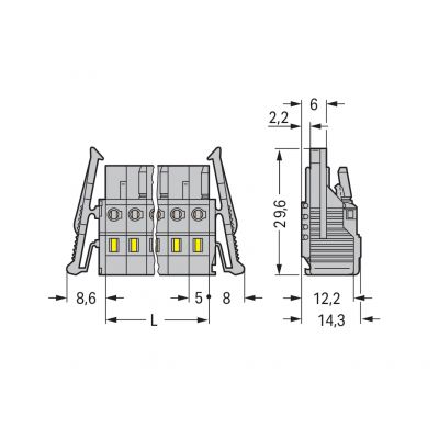 Gniazdo MCS-MIDI Classic 3-biegunowe szare raster 5mm 231-103/037-000 /50szt./ WAGO (231-103/037-000)