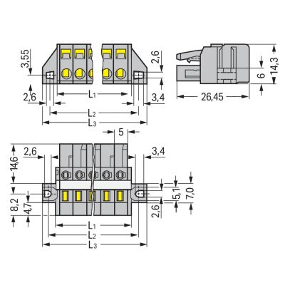 Gniazdo MCS-MIDI Classic 21-biegunowe szare raster 5mm 231-121/027-000 /10szt./ WAGO (231-121/027-000)