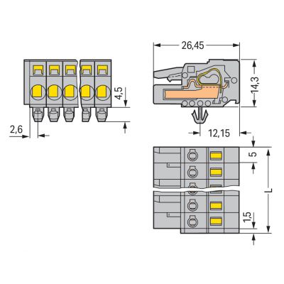 Gniazdo MCS-MIDI Classic 18-biegunowe szare raster 5mm 231-118/008-000 /25szt./ WAGO (231-118/008-000)