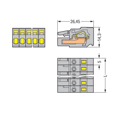 Gniazdo MCS-MIDI Classic 2-biegunowe szare raster 5mm 231-102/102-000 /100szt./ WAGO (231-102/102-000)