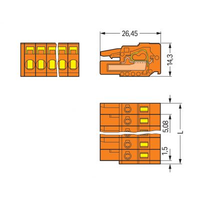 1-przewodowe gniazdo CAGE CLAMP pomarańczowa /100szt./ WAGO (231-304/026-000)