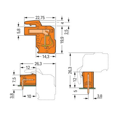 1-przewodowe gniazdo kątowe CAGE CLAMP pomarańczowa /10szt./ WAGO (232-321/026-000)
