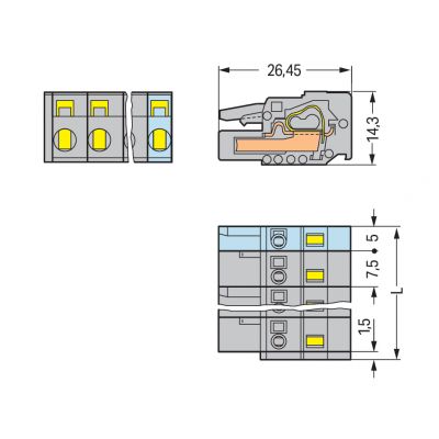 Gniazdo MCS-MIDI Classic 10-biegunowe szare raster 7,5mm 231-210/026-000 /25szt./ WAGO (231-210/026-000)