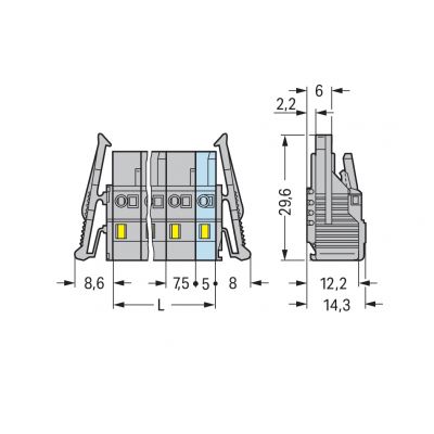 Gniazdo MCS-MIDI Classic 9-biegunowe szare raster 7,5mm 231-209/037-000 /25szt./ WAGO (231-209/037-000)