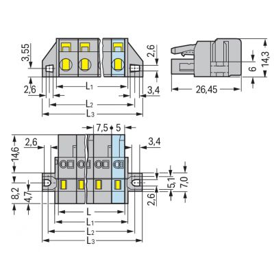 Gniazdo MCS-MIDI Classic 10-biegunowe szare raster 7,5mm 231-210/031-000 /25szt./ WAGO (231-210/031-000)
