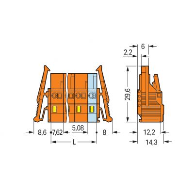 Gniazdo MCS-MIDI Classic 5-biegunowe pomarańczowe raster 7,62mm 231-705/037-000 /50szt./ WAGO (231-705/037-000)