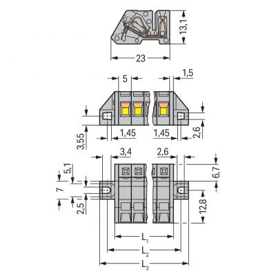Gniazdo MCS-MIDI Classic kątowe 15-biegunowe szare raster 5mm 731-515/031-000 /25szt./ WAGO (731-515/031-000)