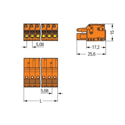 1-przewodowe gniazdo przycisk Push-in CAGE CLAMP pomarańczowa /25szt./ WAGO (2231-313/102-000)