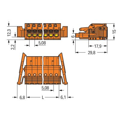 1-przewodowe gniazdo przycisk Push-in CAGE CLAMP pomarańczowa /25szt./ WAGO (2231-311/037-000)