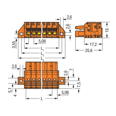 1-przewodowe gniazdo przycisk Push-in CAGE CLAMP pomarańczowa /10szt./ WAGO (2231-316/031-000)