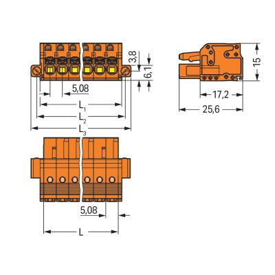 1-przewodowe gniazdo przycisk Push-in CAGE CLAMP pomarańczowa /50szt./ WAGO (2231-307/107-000)