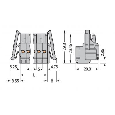 2-przewodowe gniazdo Push-in CAGE CLAMP szara /25szt./ WAGO (231-2109/037-000)