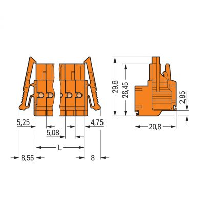 2-przewodowe gniazdo Push-in CAGE CLAMP pomarańczowa /25szt./ WAGO (231-2308/037-000)