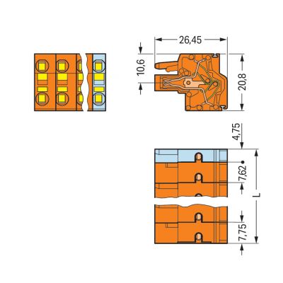2-przewodowe gniazdo Push-in CAGE CLAMP pomarańczowa /100szt./ WAGO (231-2703/026-000)
