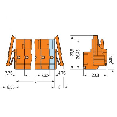 2-przewodowe gniazdo Push-in CAGE CLAMP pomarańczowa /50szt./ WAGO (231-2702/037-000)