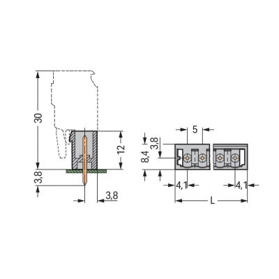 Wtyk THT Pin lutowniczy 1,0x1,0mm konstrukcja prosta szary /50szt./ WAGO (231-154/046-000)