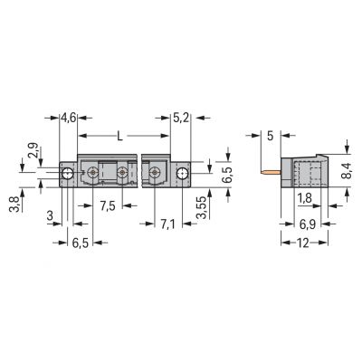 Wtyk THT Pin lutowniczy 1,2x1,2mm konstrukcja prosta szary /50szt./ WAGO (231-270/040-000)