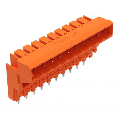 Wtyk podwyższony THT Pin lutowniczy 1,0x1,0mm konstrukcja kątowa pomarańczowy /50szt./ WAGO (232-370)