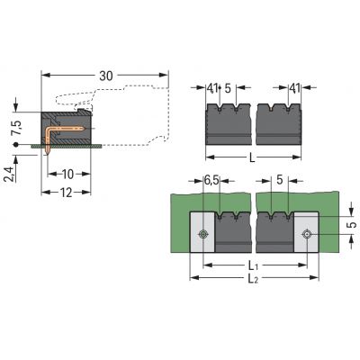 Wtyk THR Pin lutowniczy 1,0x1,0mm konstrukcja kątowa czarny /170szt./ WAGO (231-434/001-000/105-604/997-407)