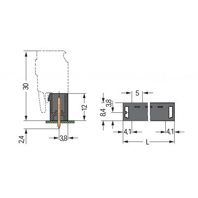 Wtyk THR Pin lutowniczy 1,0x1,0mm konstrukcja prosta czarny /170szt./ WAGO (231-136/001-000/105-604/997-407)