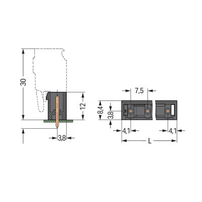 Wtyk THR Pin lutowniczy 1,0x1,0mm konstrukcja prosta czarny /50szt./ WAGO (231-237/001-000/105-604)