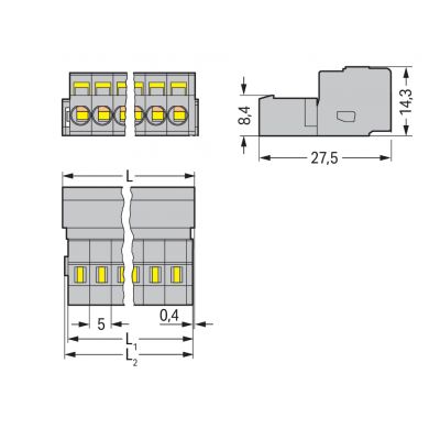 Wtyk MCS-MIDI Classic 23-biegunowy szary raster 5mm 231-623 /10szt./ WAGO (231-623)