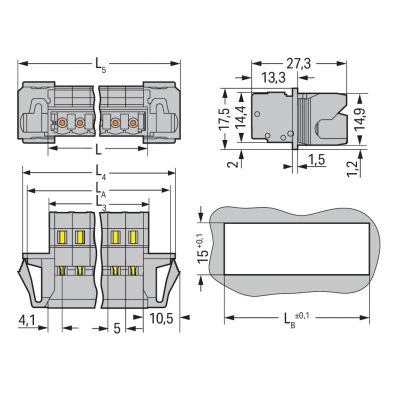 Wtyk 1-przewodowy CAGE CLAMP szary /50szt./ WAGO (231-604/114-000)