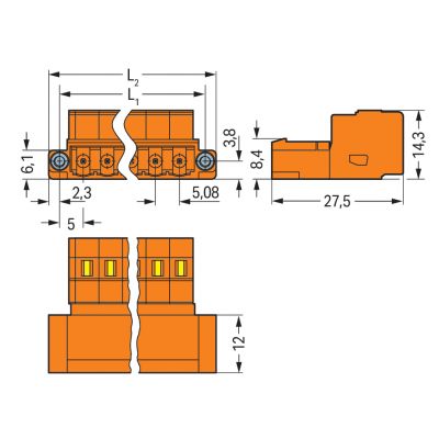 Wtyk 1-przewodowy CAGE CLAMP pomarańczowy /50szt./ WAGO (231-633/109-000)