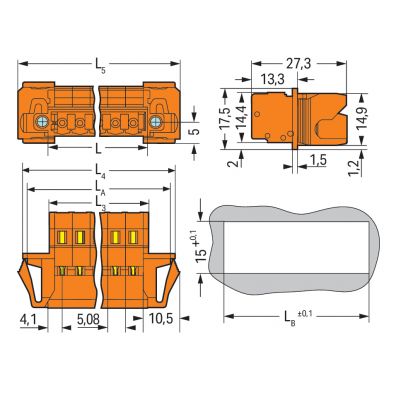 Wtyk 1-przewodowy CAGE CLAMP pomarańczowy /50szt./ WAGO (231-634/129-000)