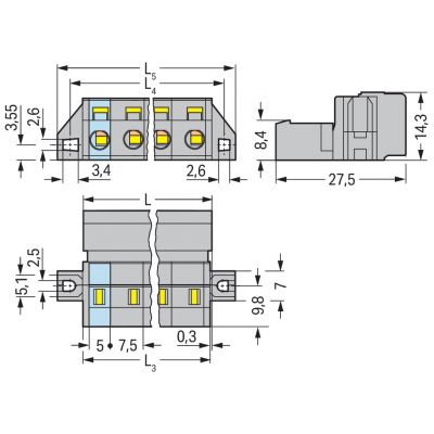 Wtyk 1-przewodowy CAGE CLAMP szara /10szt./ WAGO (731-616/019-000)
