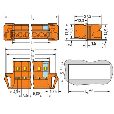 Wtyk 1-przewodowy CAGE CLAMP pomarańczowa /50szt./ WAGO (731-633/114-000)