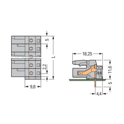 Gniazdo MCS-MIDI Classic kątowe 14-biegunowe szare raster 5mm 232-244 /25szt./ WAGO (232-244)