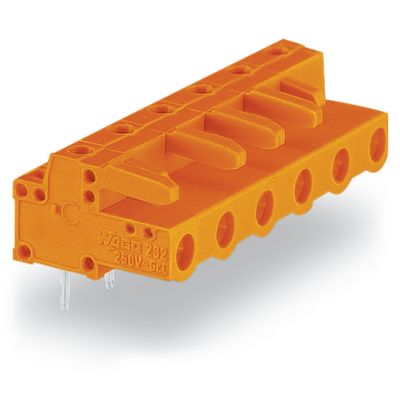 Gniazdo THT 0.6x1.0mm solder pin konstrukcja kątowa pomarańczowe /50szt./ WAGO (232-865)