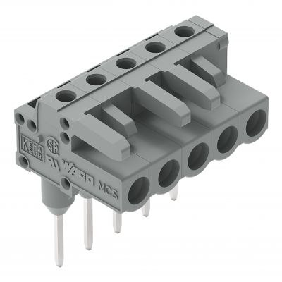 Gniazda do złączek listwowych Piny 0,6x1mm konstrukcja kątowa szara /100szt./ WAGO (232-235/005-000)