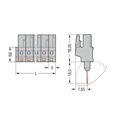 Gniazdo MCS-MIDI Classic 3-biegunowe szare raster 5mm 232-133/005-000 /100szt./ WAGO (232-133/005-000)