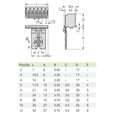 Gniazdo picoMAX proste 1-przewodowe 2091-1102/002-1000 /100szt./ WAGO (2091-1102/002-1000)