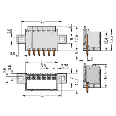 Wtyk picoMAX raster 3,5mm 4-biegunowy z prostymi pinami i uchwytami 2091-1404/005-000 /200szt./ WAGO (2091-1404/005-000)