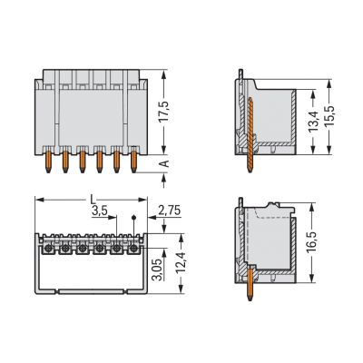 Wtyk picoMAX raster 3,5mm 3-biegunoweunowy z prostymi pinami lutowniczymi 2091-1403 /200szt./ WAGO (2091-1403)
