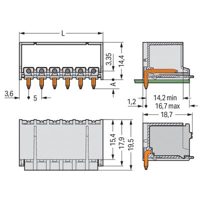 Wtyk picoMAX raster 5mm 8-biegunoweunowy z kątowymi pinami lutowniczymi 2092-1428 /100szt./ WAGO (2092-1428)