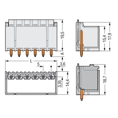 Wtyk picoMAX raster 5mm 4-biegunowy z prostymi pinami lutowniczymi 2092-1404 /200szt./ WAGO (2092-1404)